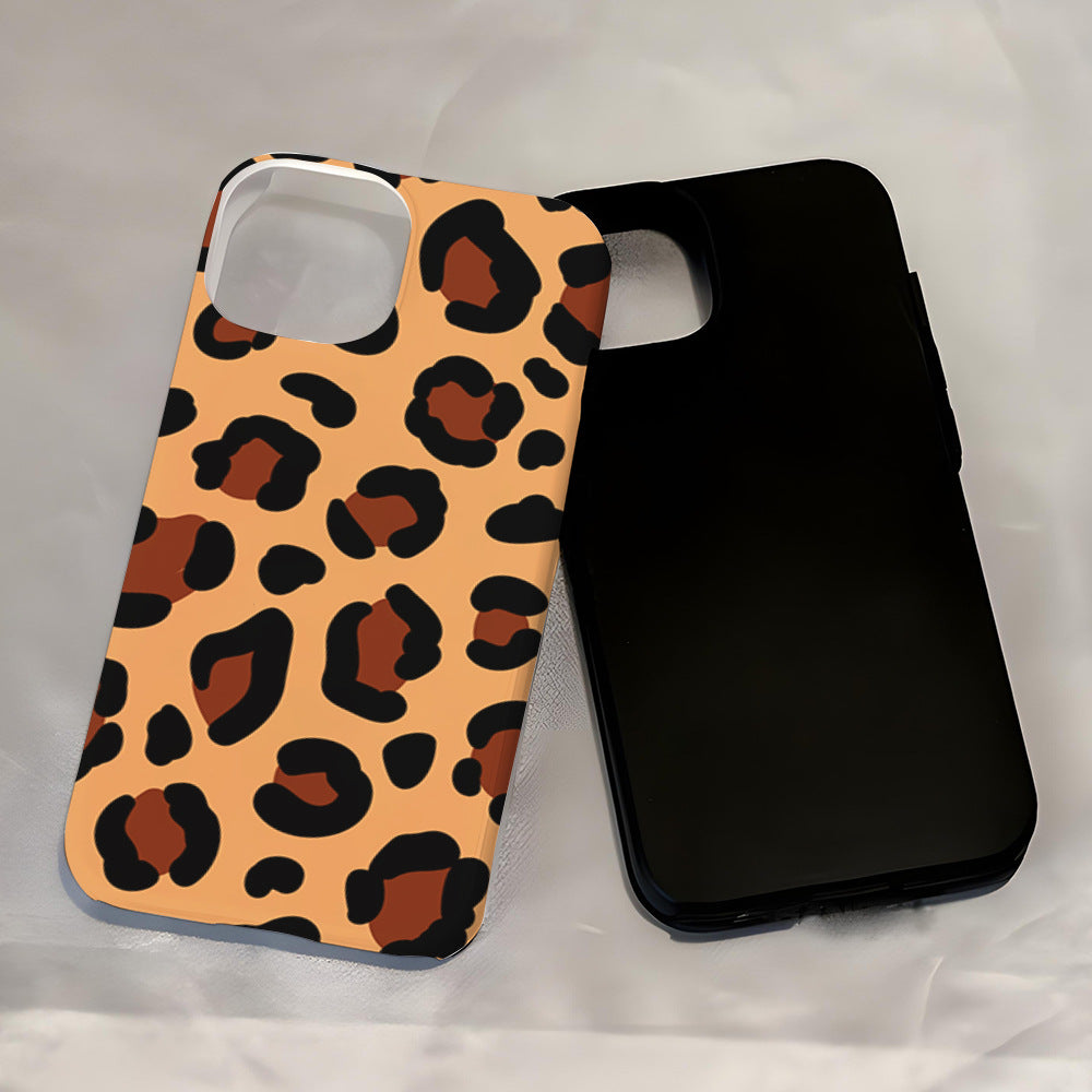 Custom 2 in 1  PC+ TPU Leopard pattern iPhone 15/14/13/12 Pro Max Case